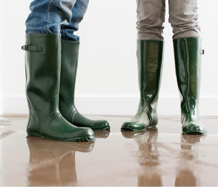 Boots in a flooded room